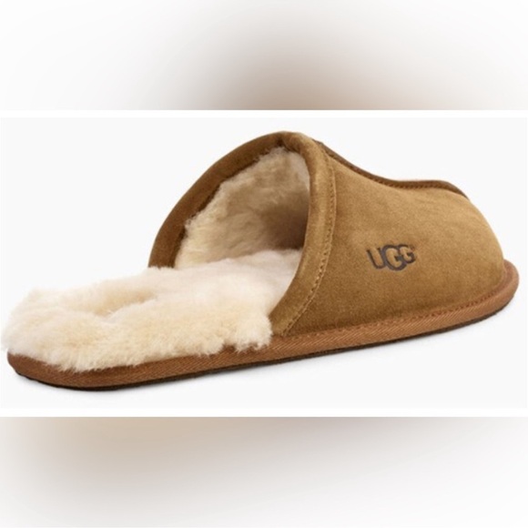 UGG SCUFF Chestnut Suede Wool lined HOUSE Slipper Slides - Picture 2 of 10